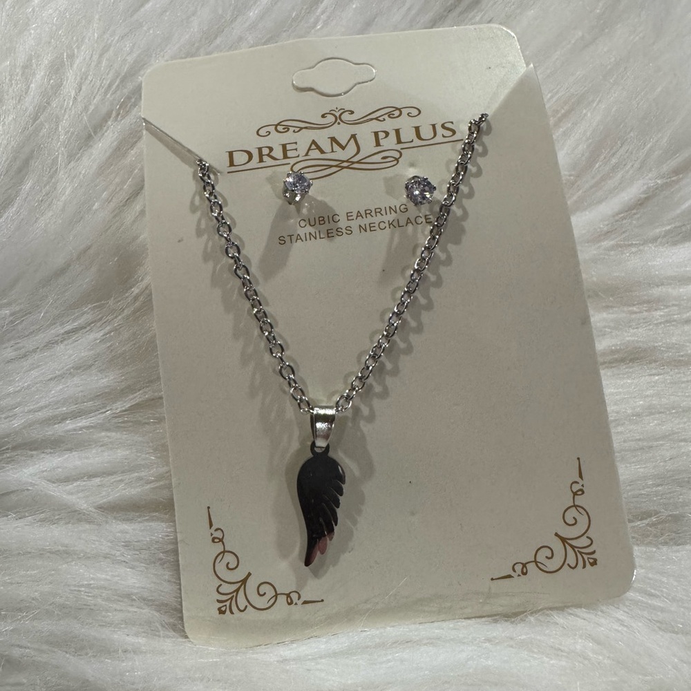 Angel Wing Necklace and Earring Set
